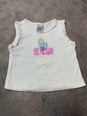 Vintage Disney Princess XXS 2/3 White Cinderella Tank Top Stained